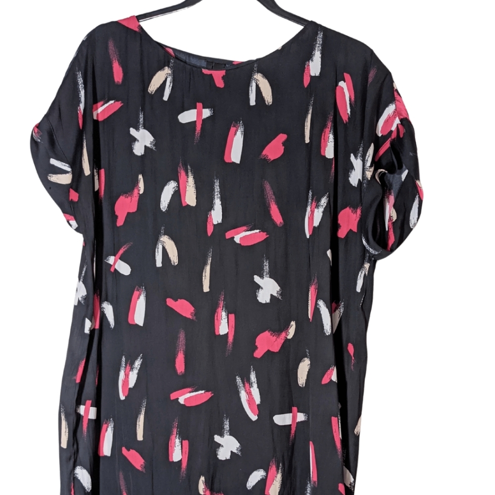 Abstract, painterly, black sheath dress